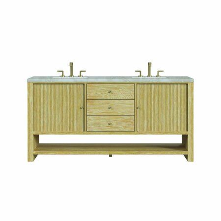 JAMES MARTIN VANITIES Single 72'' Double Vanity, Sunwashed Oak w/ 3 CM Victorian Silver Quartz Top D404-V72-SWO-3VSL